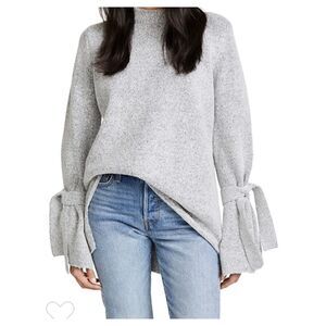 J.O.A LOS ANGELES TIE SLEEVE HI LOW SWEATER OVERSIZED